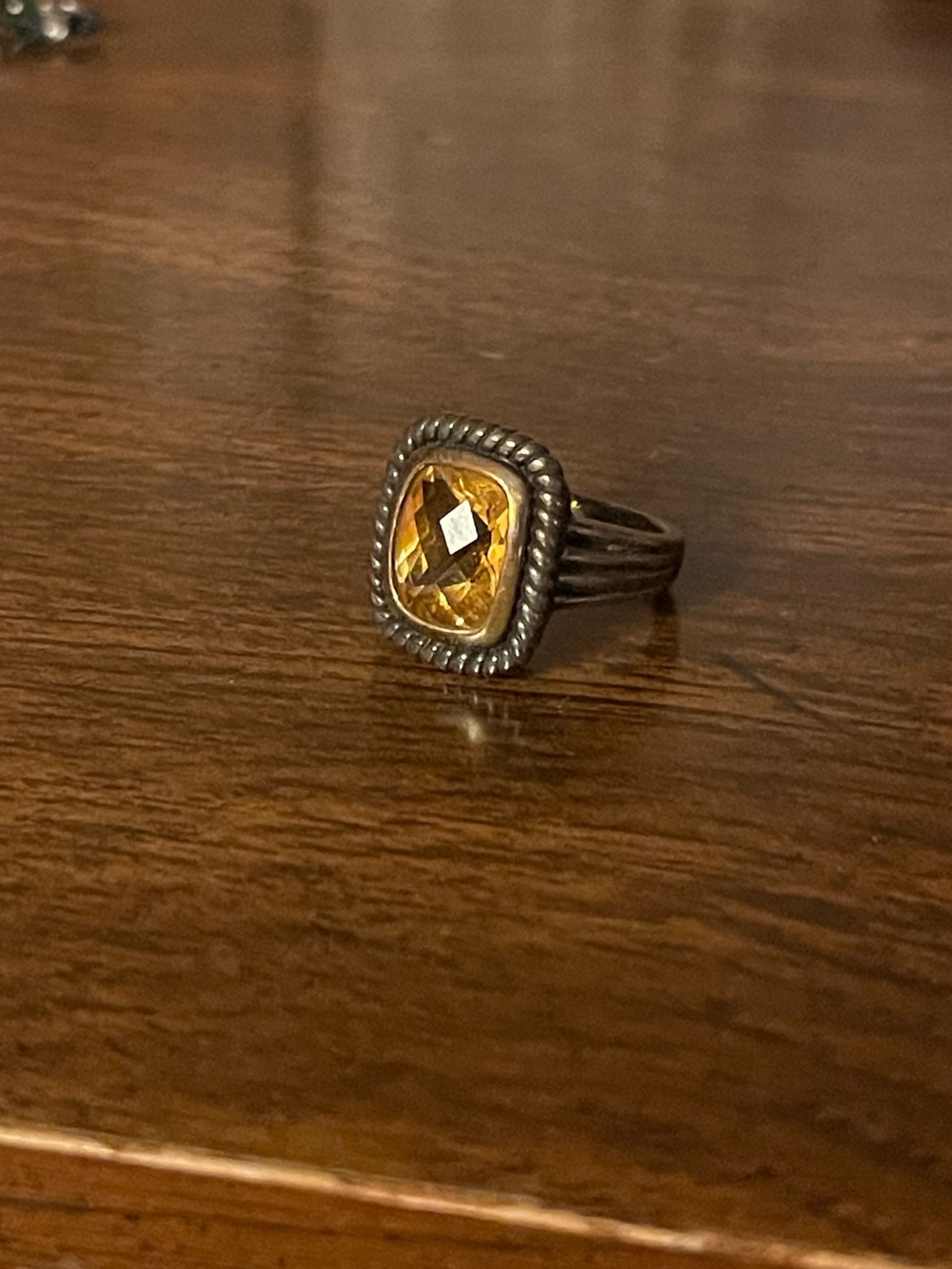 David Yurman cushion-cut gemstone ring size 6